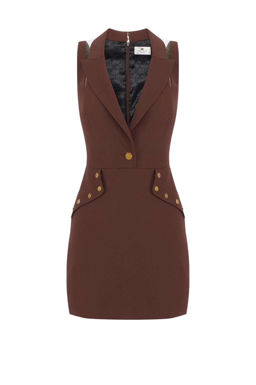 Mini dress in double layer crêpe fabric with jewel buttons