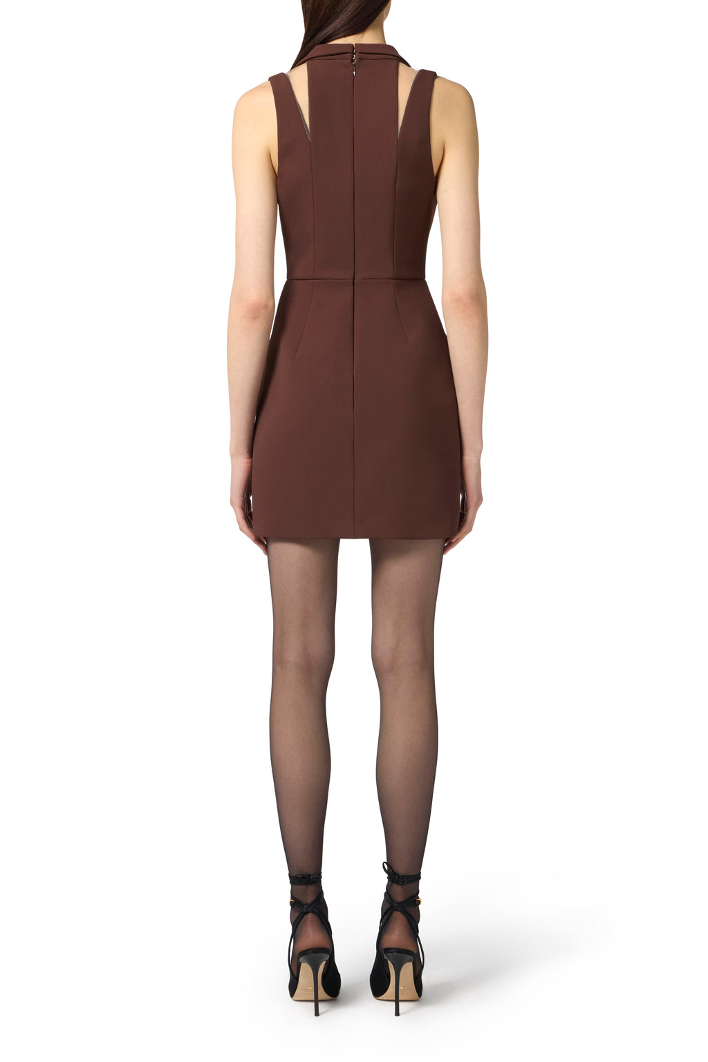 Mini dress in double layer crêpe fabric with jewel buttons