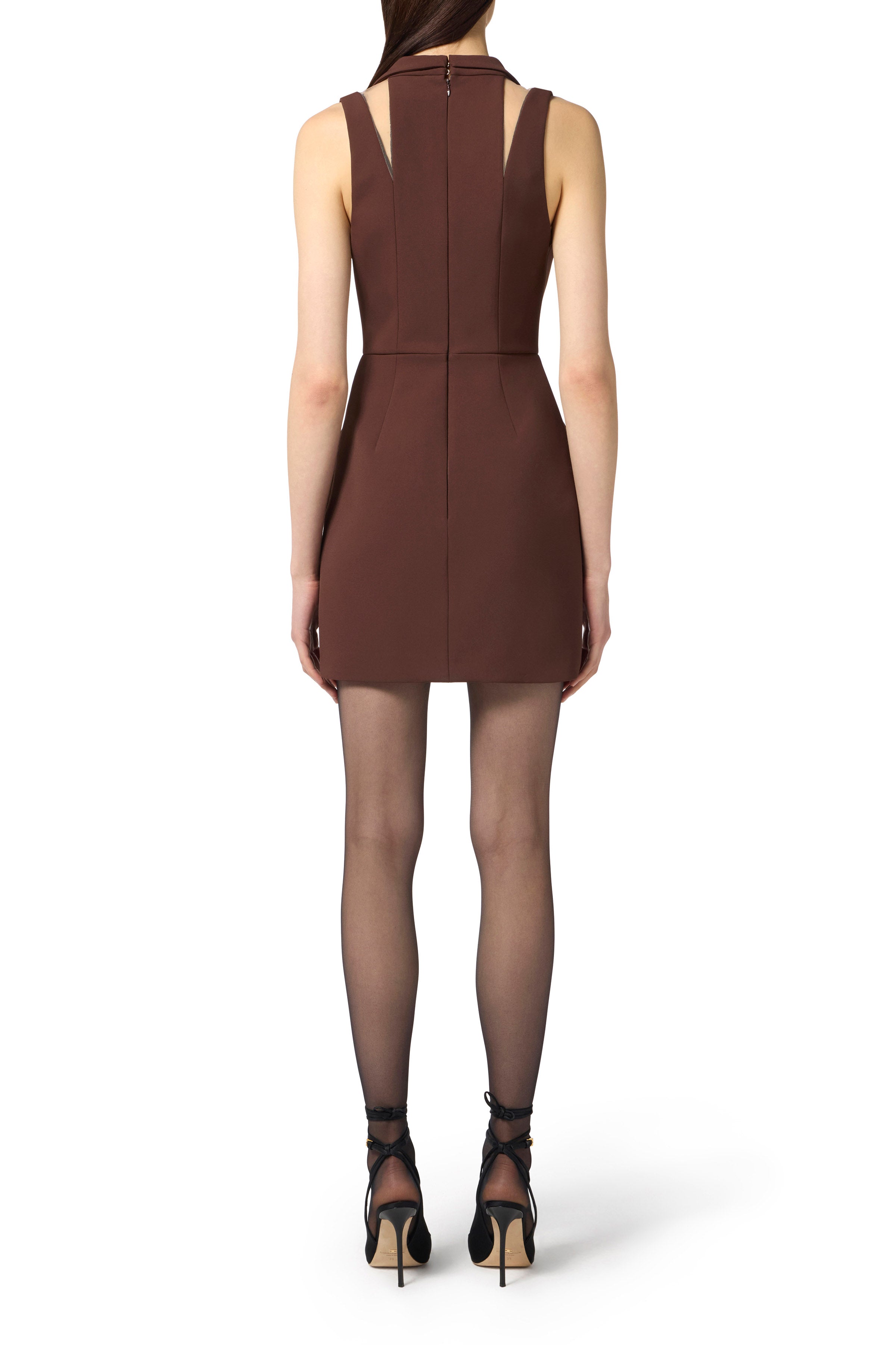 Mini dress in double layer crêpe fabric with jewel buttons