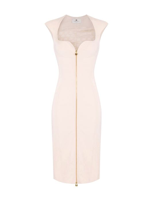 Dress in double layer stretch crêpe fabric