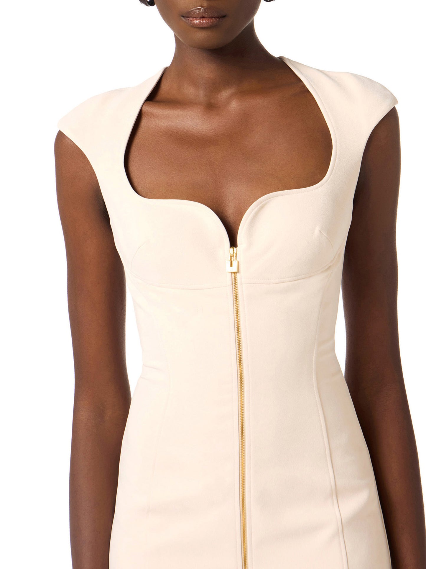 Dress in double layer stretch crêpe fabric