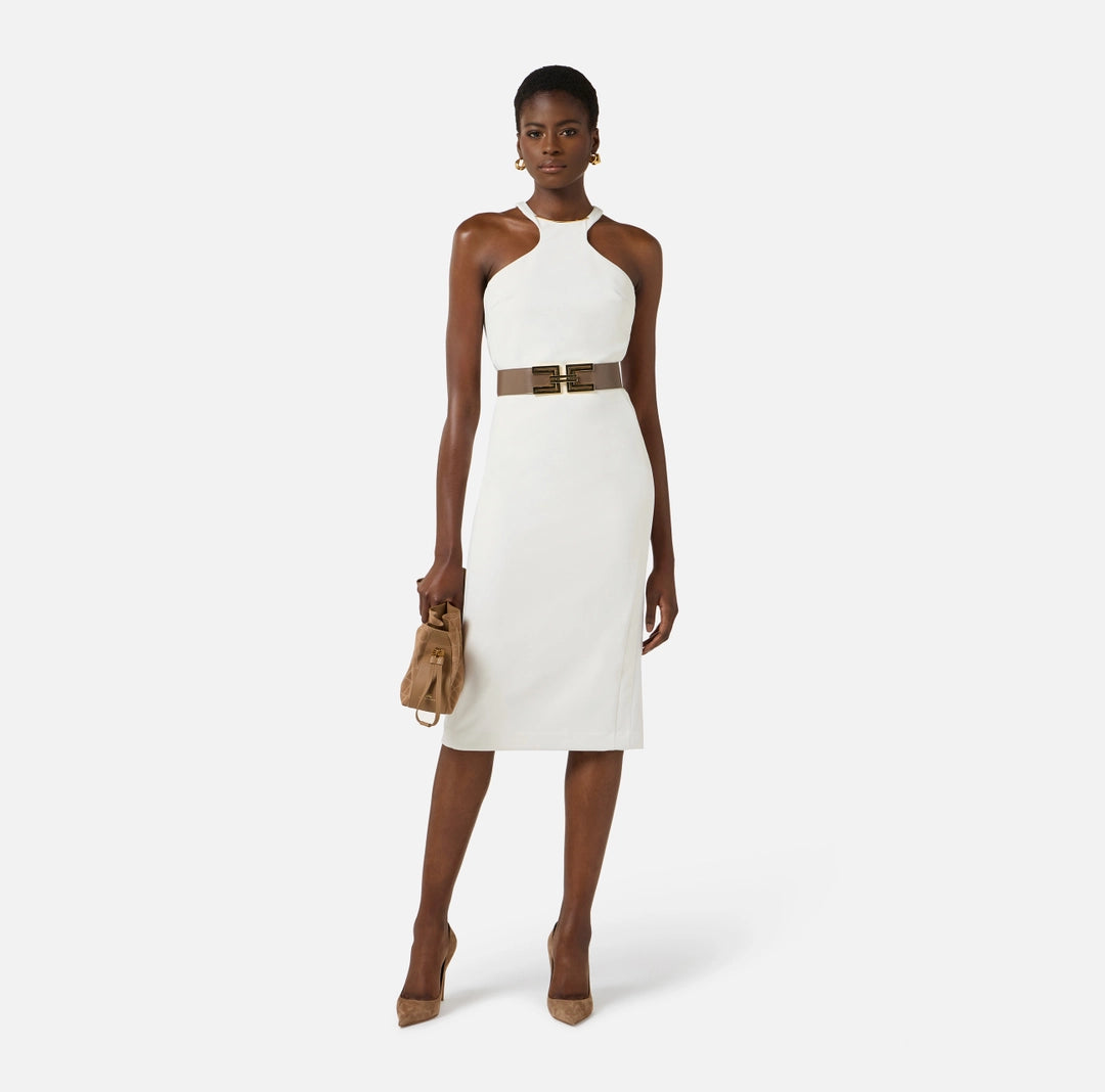 Dress in lightweight crêpe fabric with jewel detail