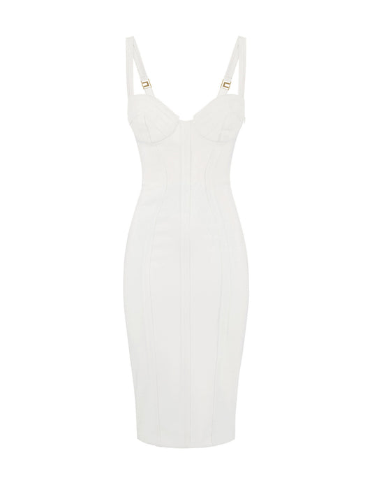 Dress in lightweight crêpe fabric with raw-edge fabric