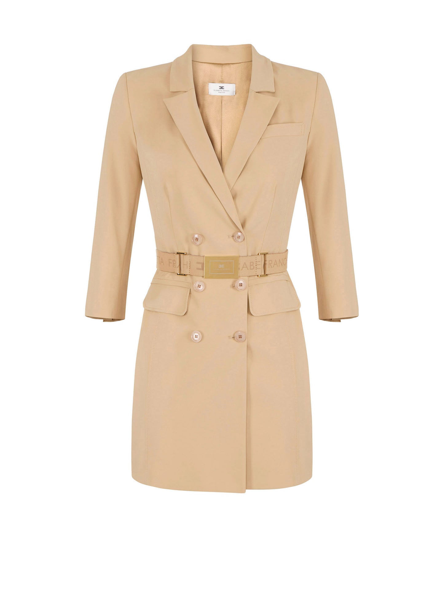 Dress in technical bi-elastic fabric with belt