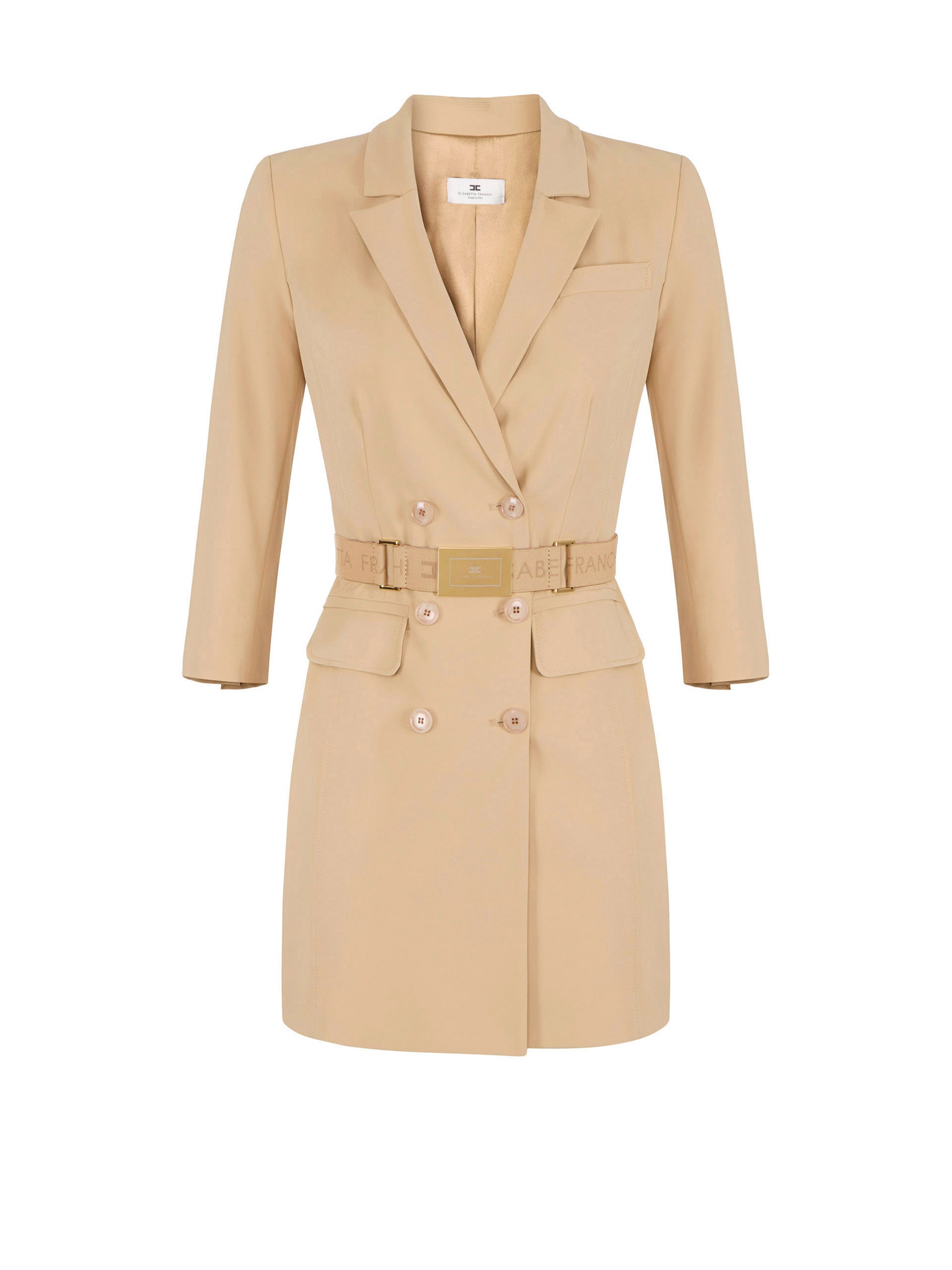 Dress in technical bi-elastic fabric with belt