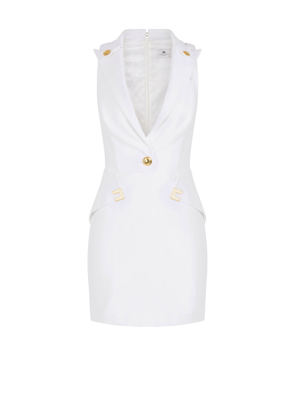 Mini dress in double layer stretch crêpe fabric with logo details