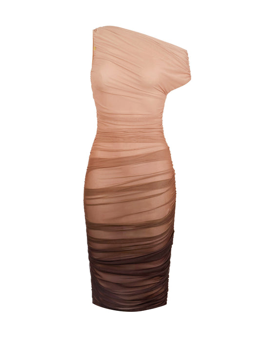 Dress in graduated tulle fabric