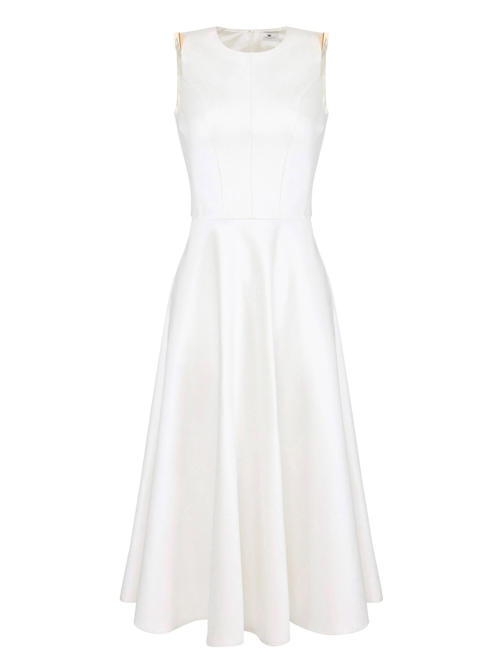 Duchess satin dress with jewel details on the shoulders