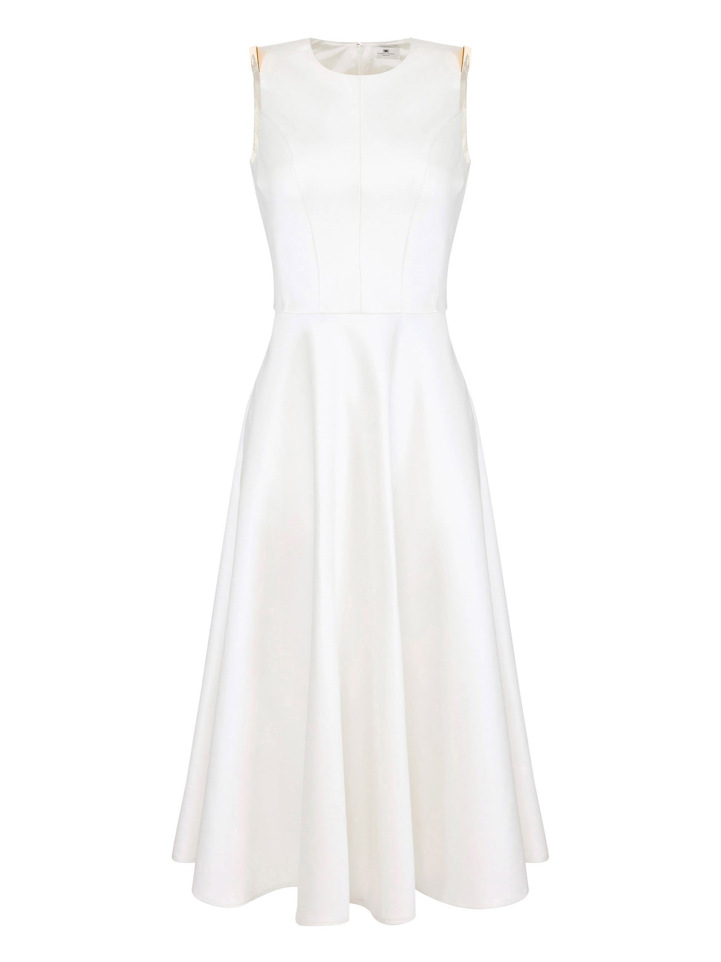 Duchess satin dress with jewel details on the shoulders