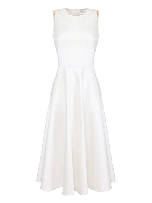 Duchess satin dress with jewel details on the shoulders