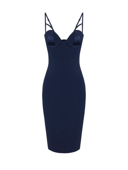 Dress in lightweight crêpe and satin fabrics