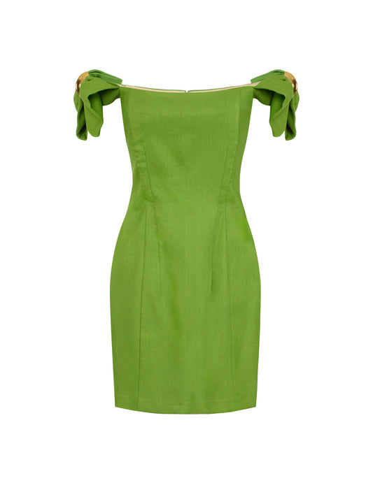 Linen-blend mini dress