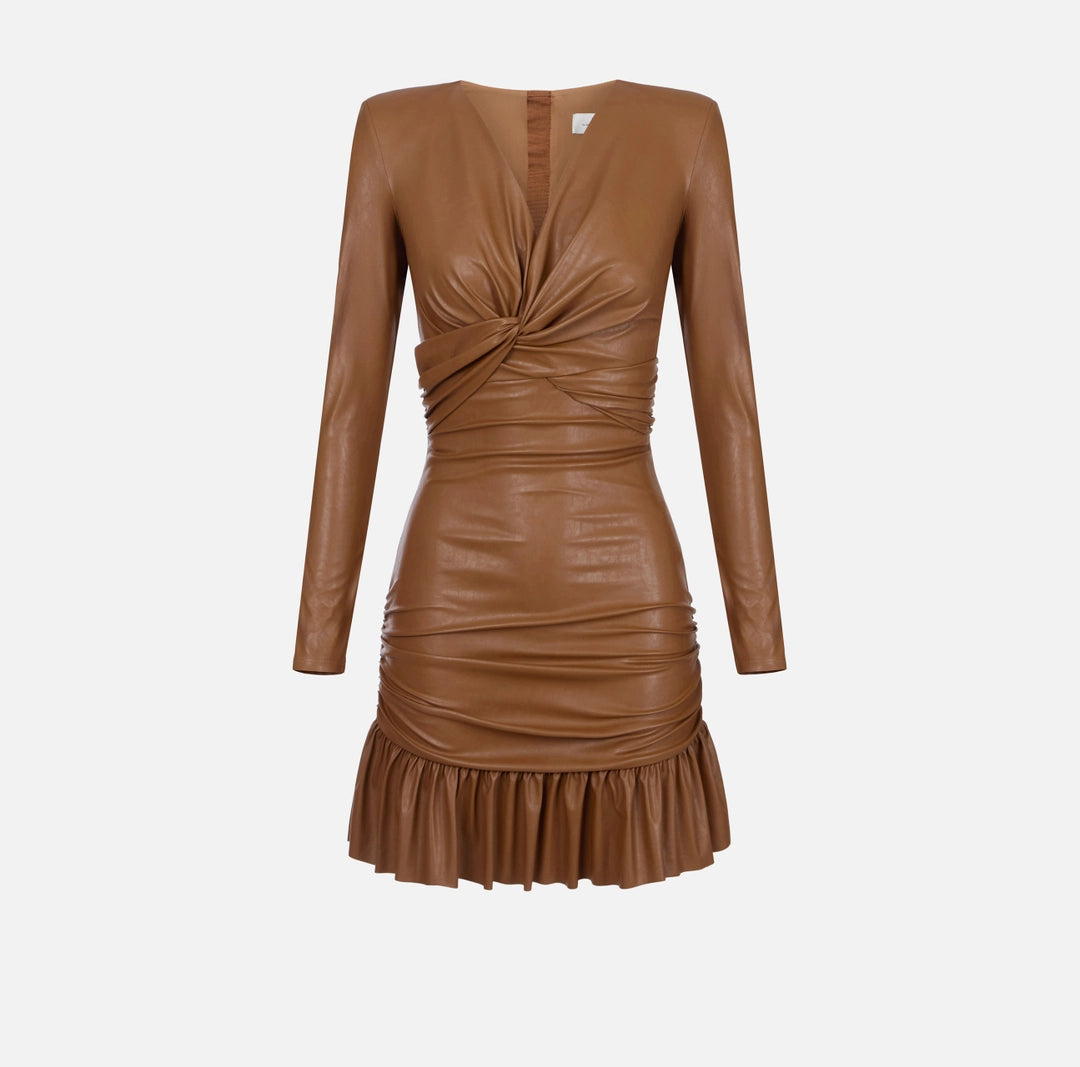 Mini dress with flounce