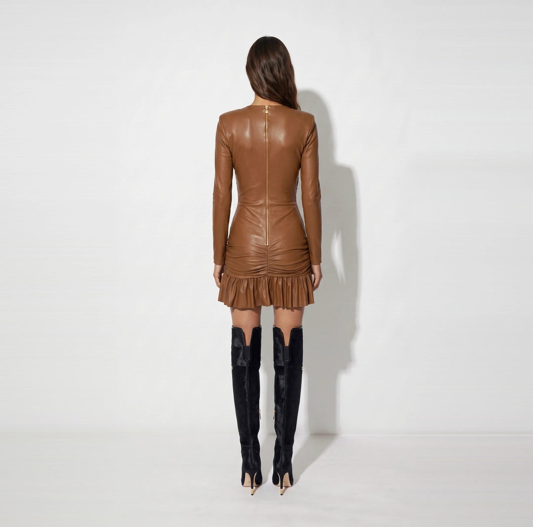 Mini dress with flounce