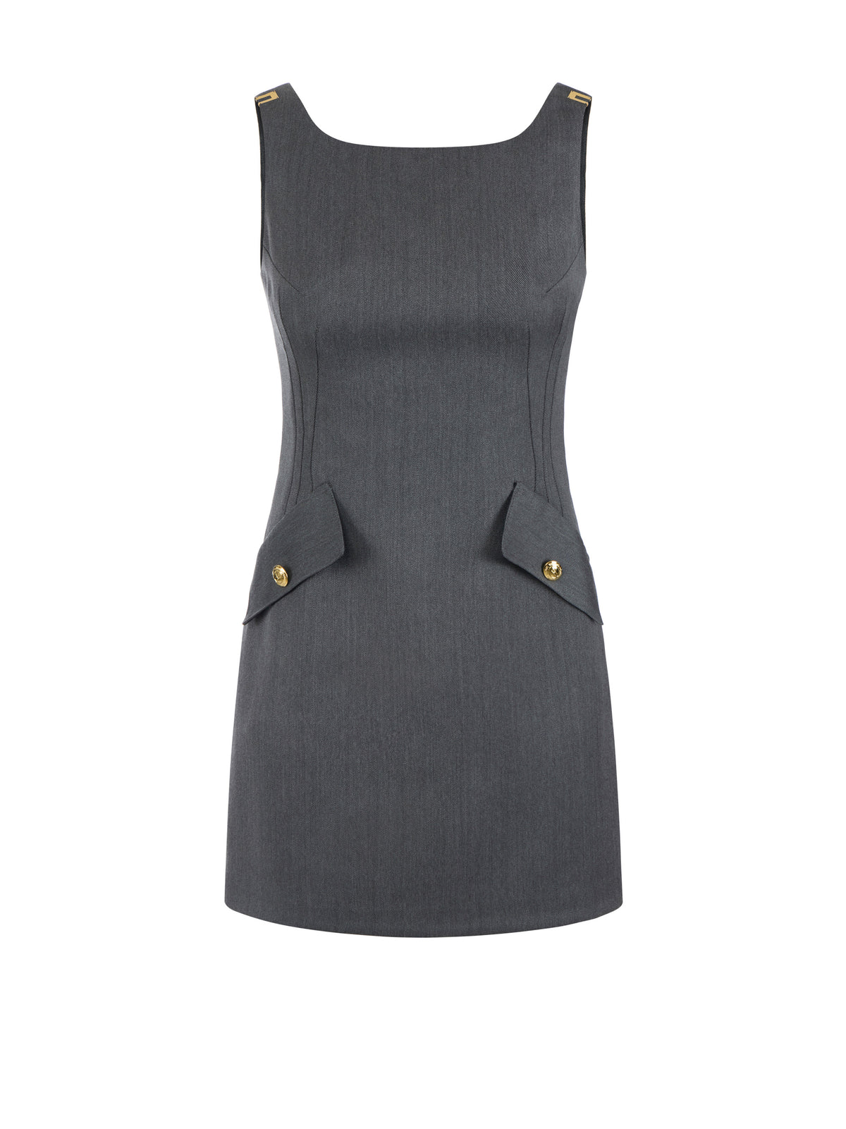 Mini dress in cool wool fabric with logo details