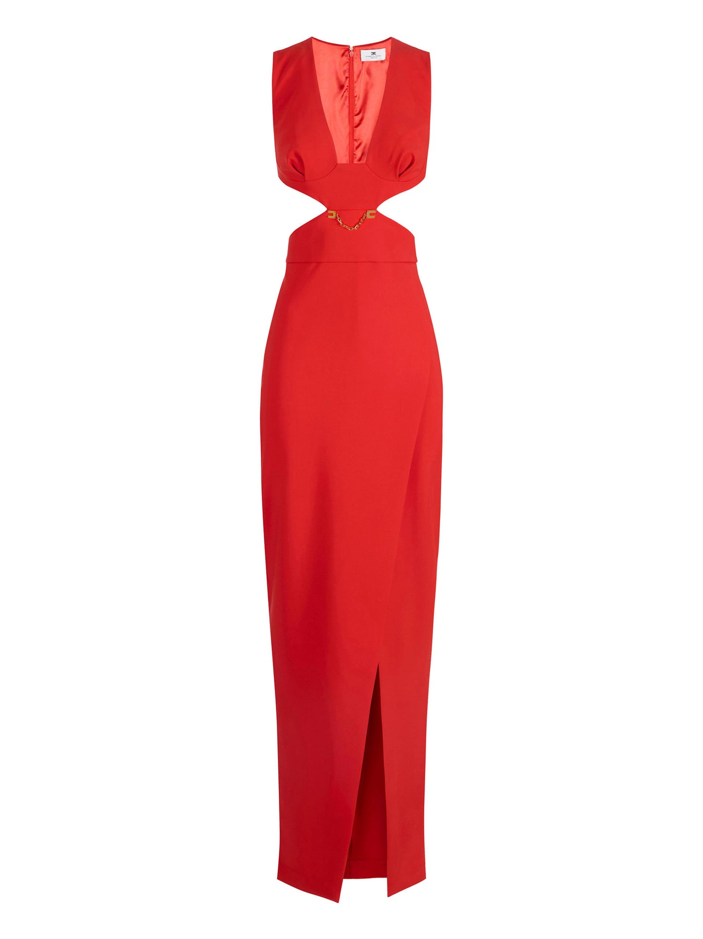Red Carpet dress in lightweight crêpe fabric with cut-outs