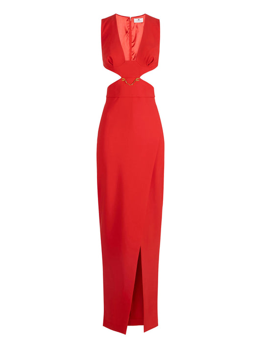 Red Carpet dress in lightweight crêpe fabric with cut-outs