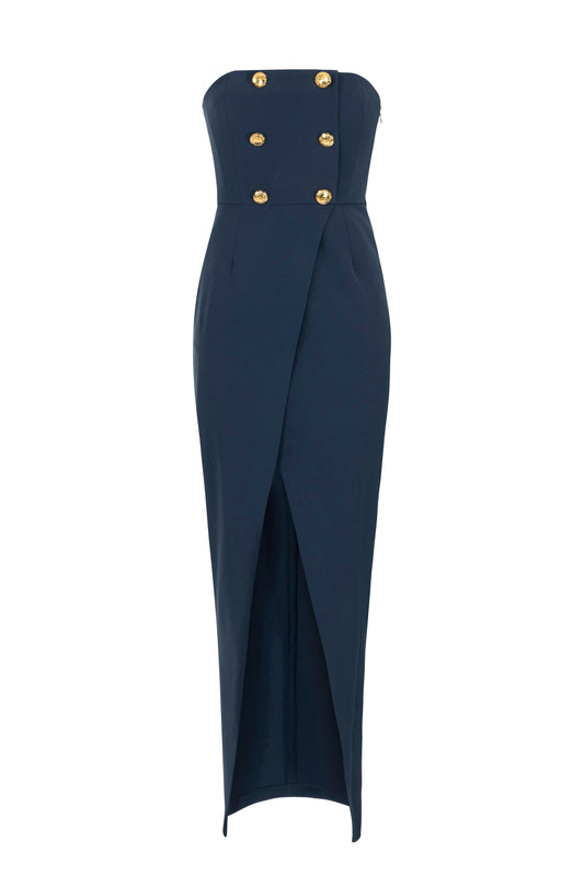 Red Carpet dress in lightweight crêpe fabric with buttons