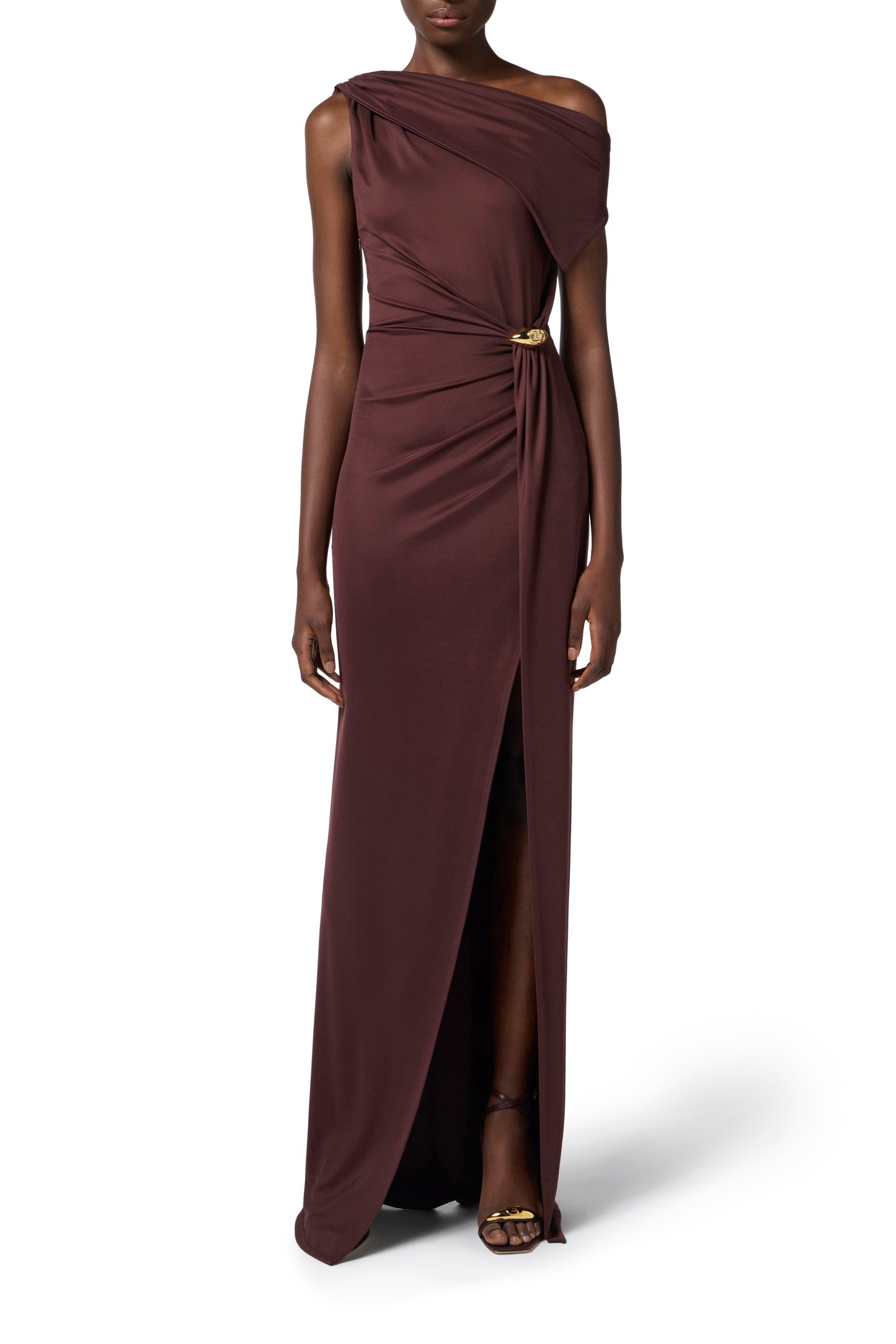 Red Carpet jersey asymmetric dress