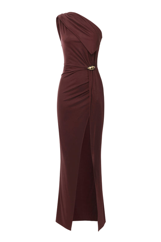 Red Carpet jersey asymmetric dress