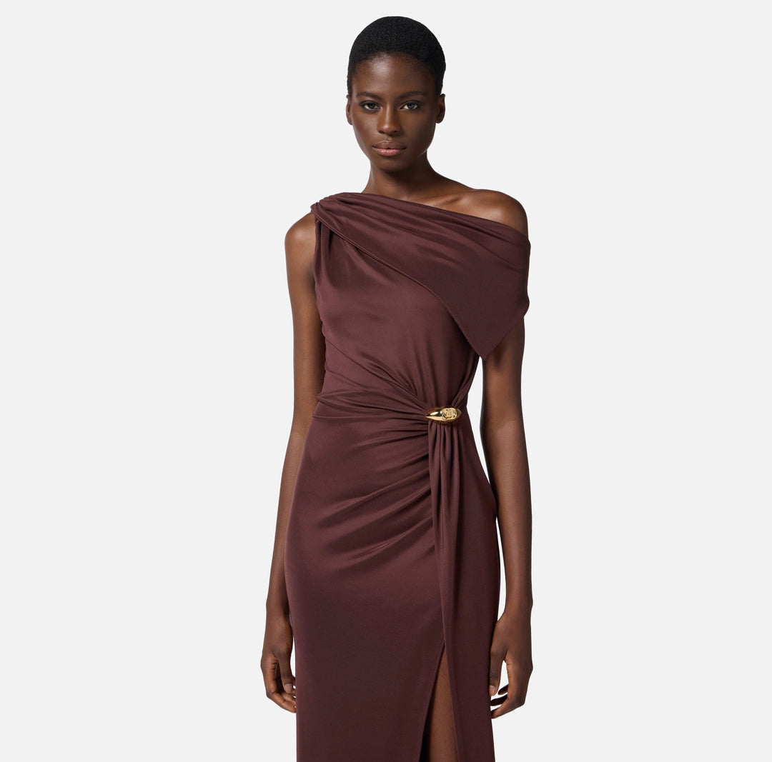 Red Carpet jersey asymmetric dress