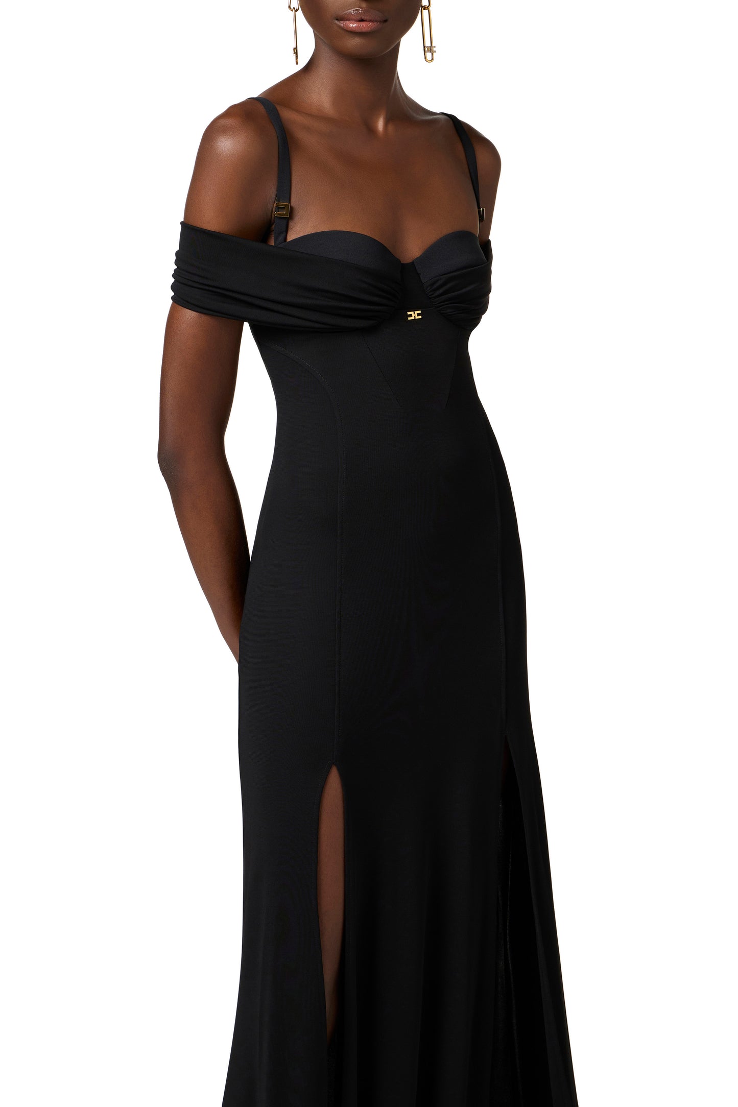 Red Carpet crêpe jersey dress with corset