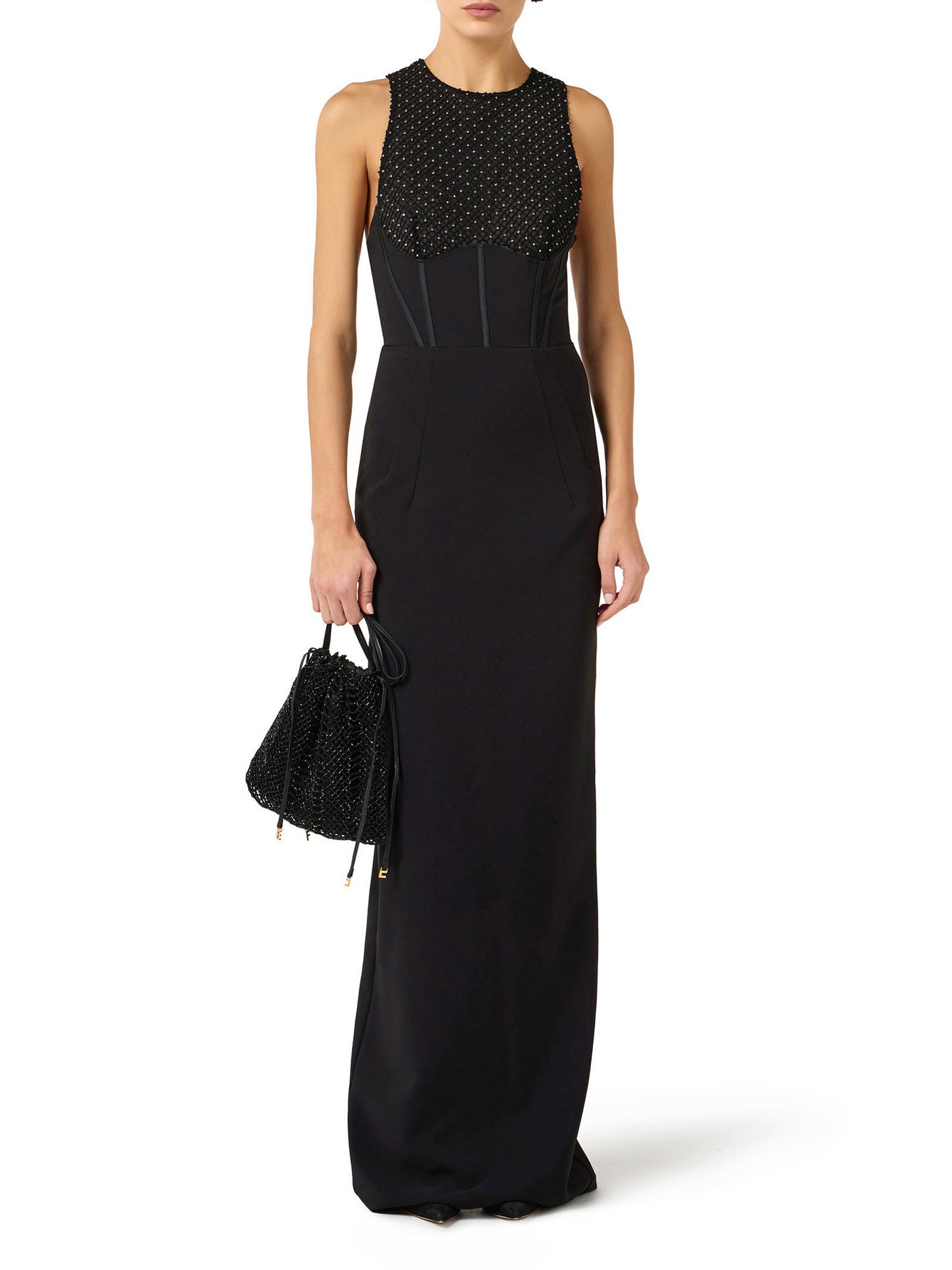 Red Carpet dress in lightweight crêpe fabric with elastic straps