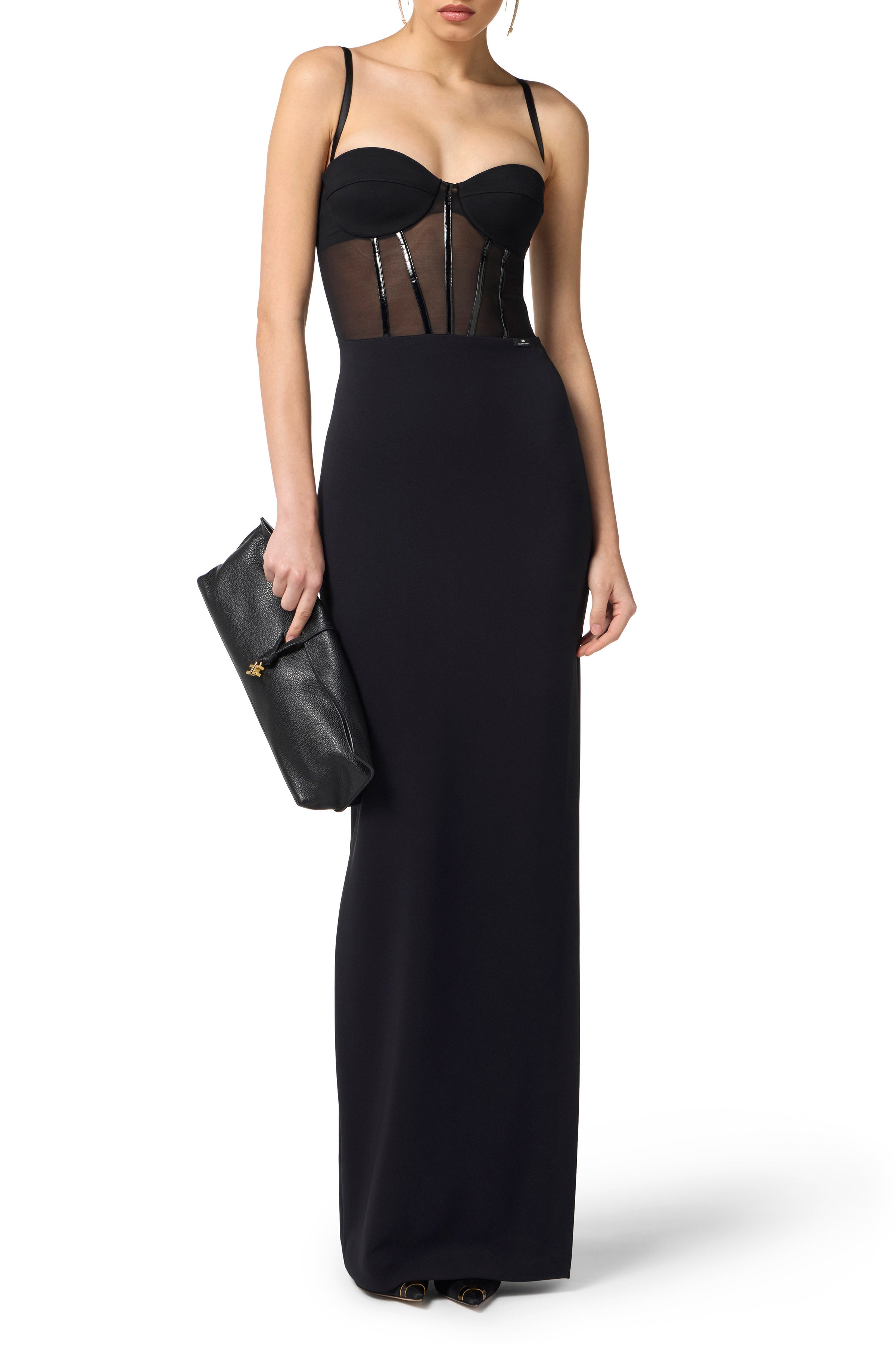 Red Carpet dress in lightweight crêpe and tulle fabrics