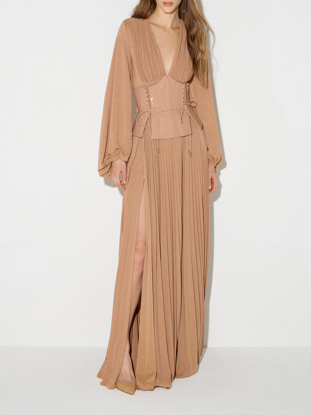 Red Carpet dress in lamé-effect jersey