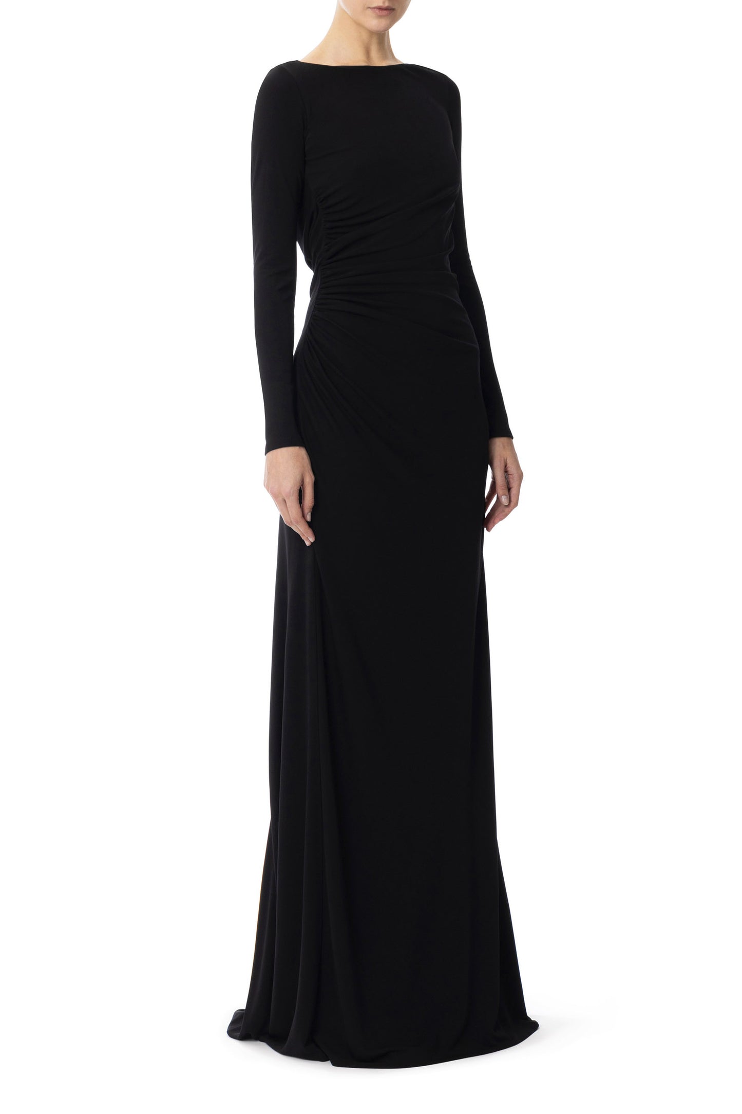 Red Carpet dress in lightweight jersey fabric with drapes