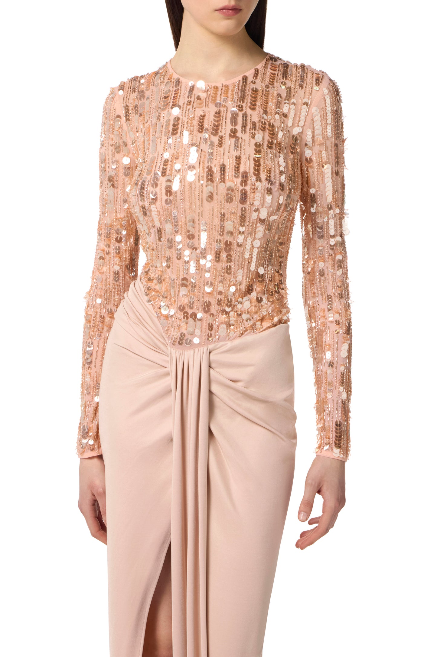 Red Carpet tulle and jersey dress with sequins