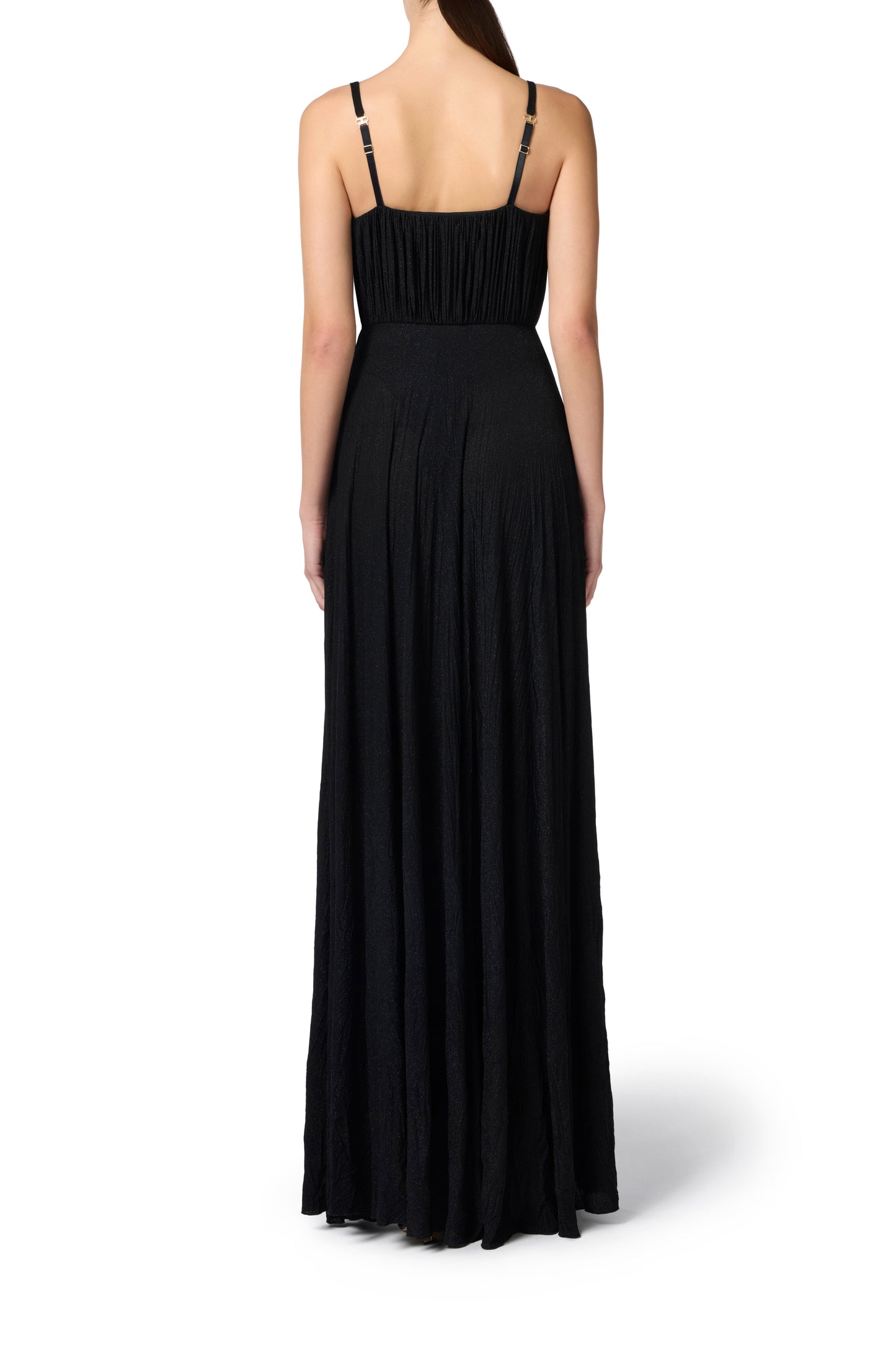 Red Carpet dress in lurex jersey with embroidered flower