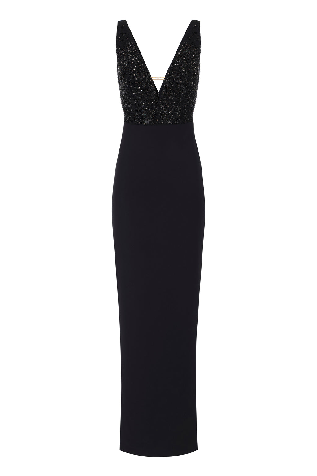 Red Carpet dress in georgette and crêpe fabrics with crystals