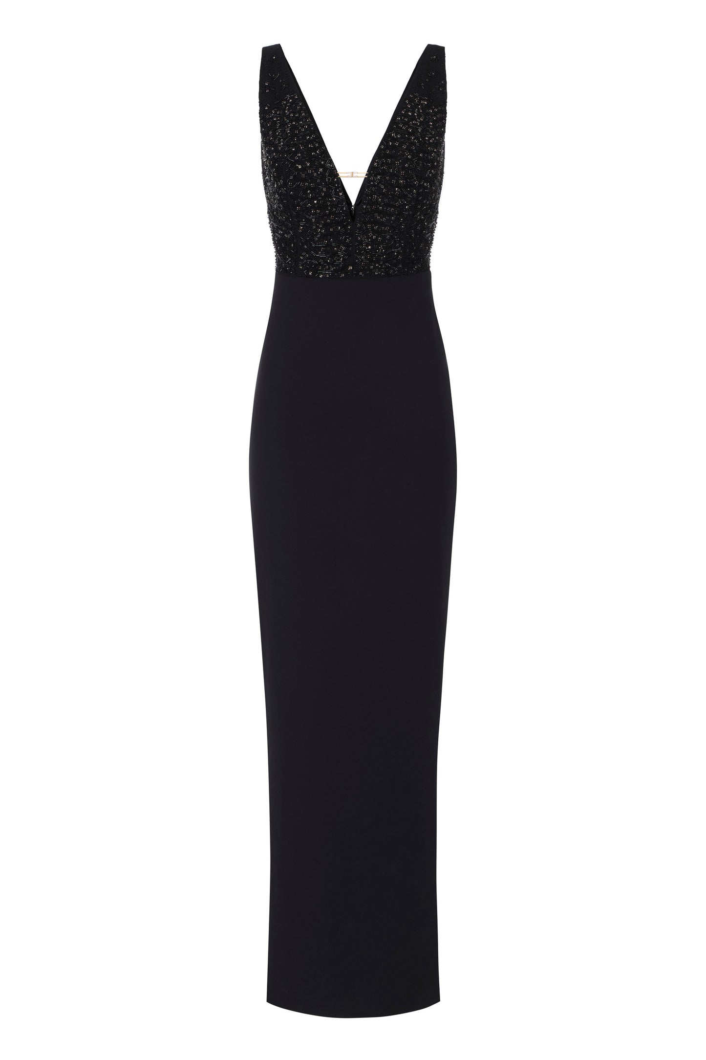 Red Carpet dress in georgette and crêpe fabrics with crystals