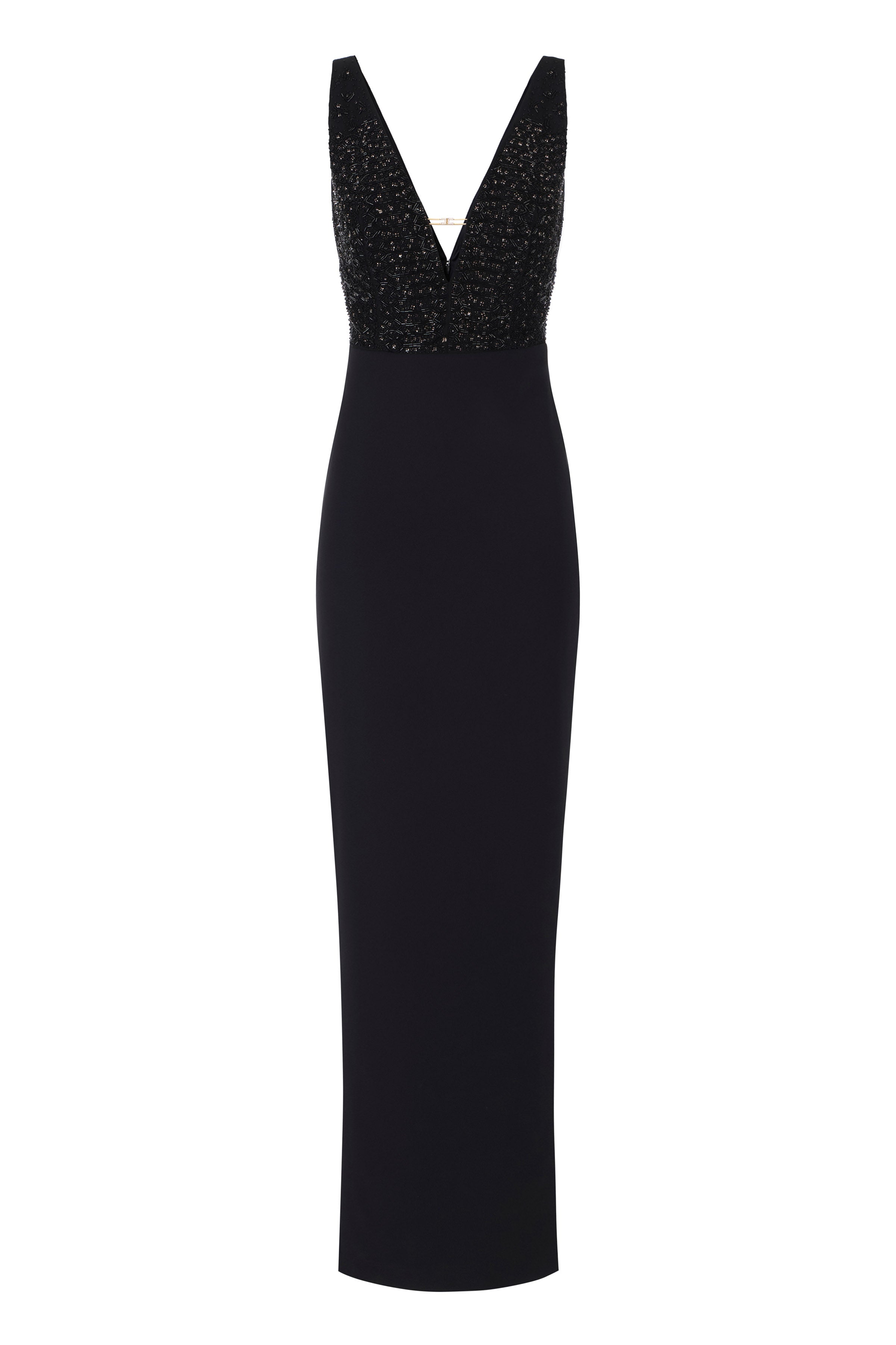 Red Carpet dress in georgette and crêpe fabrics with crystals