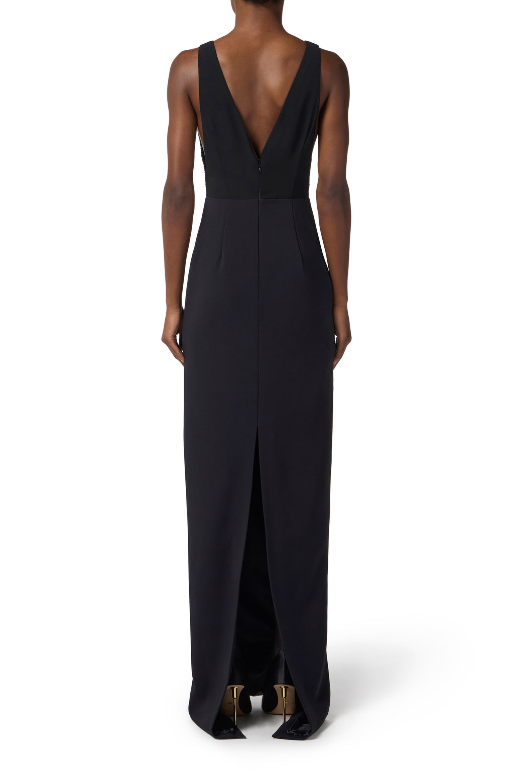Red Carpet dress in georgette and crêpe fabrics with crystals