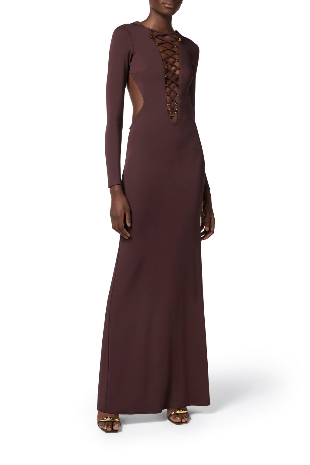 Red Carpet jersey dress with laces and hood | LAST PIECE: 40