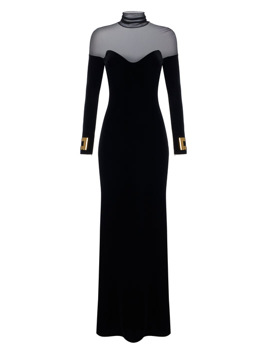 Red Carpet dress in velvet and tulle fabrics