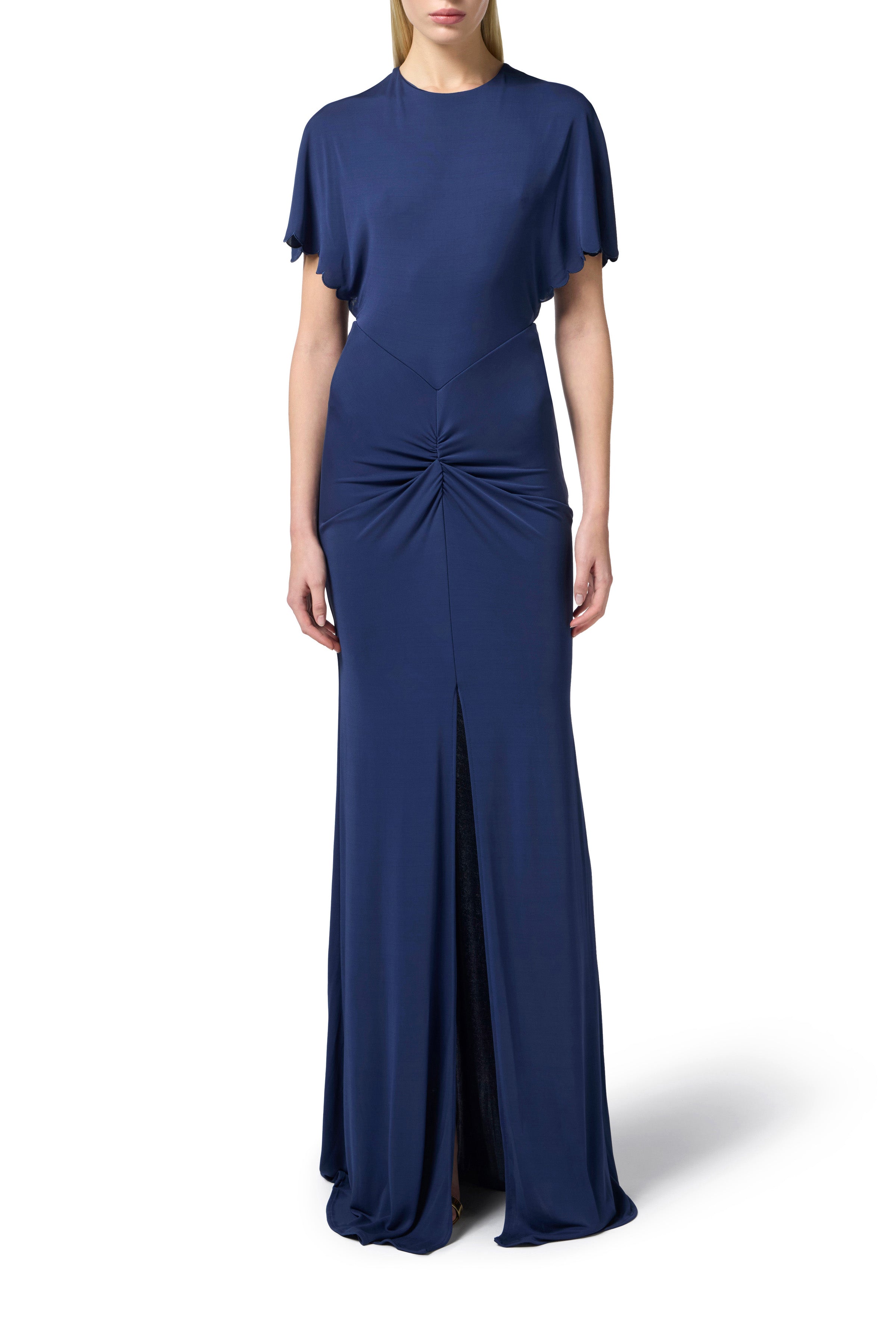 Red Carpet dress made of jersey fabric with embroidered scallop | LAST PIECE: 42