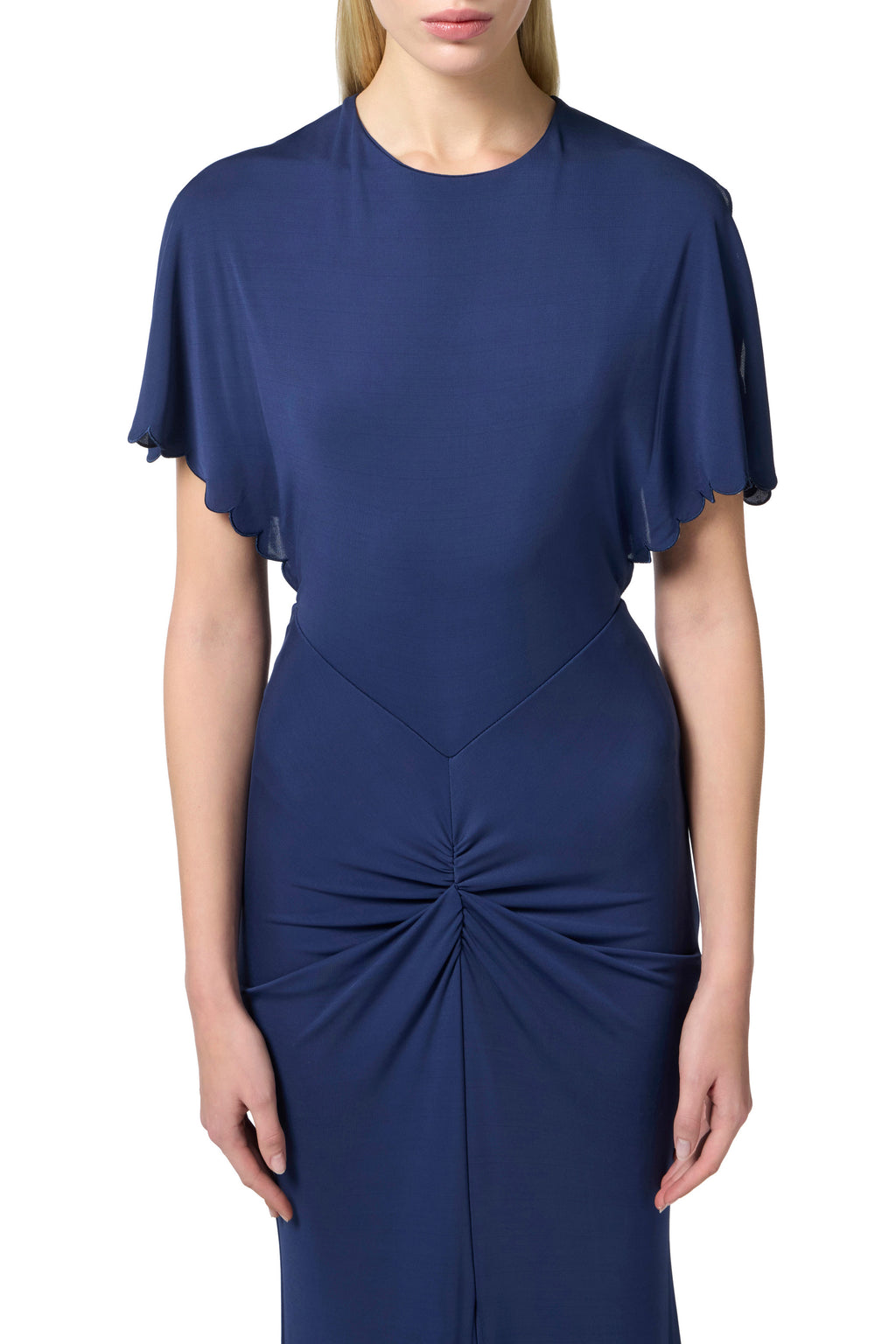 Red Carpet dress made of jersey fabric with embroidered scallop | LAST PIECE: 42