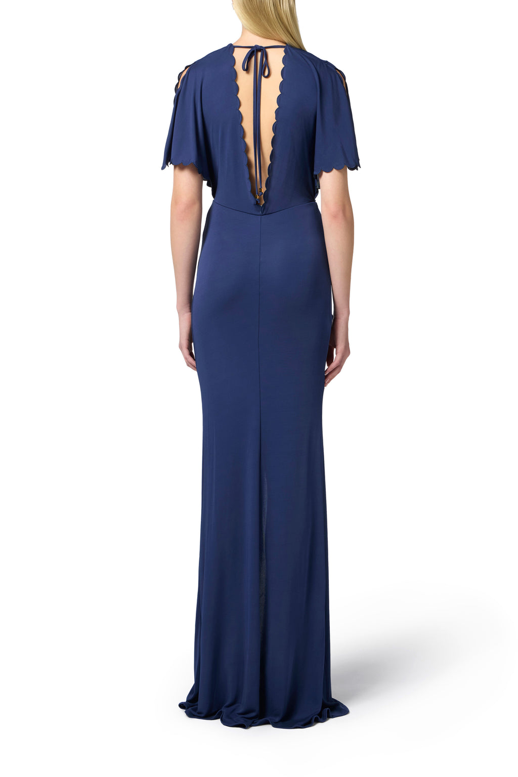 Red Carpet dress made of jersey fabric with embroidered scallop | LAST PIECE: 42