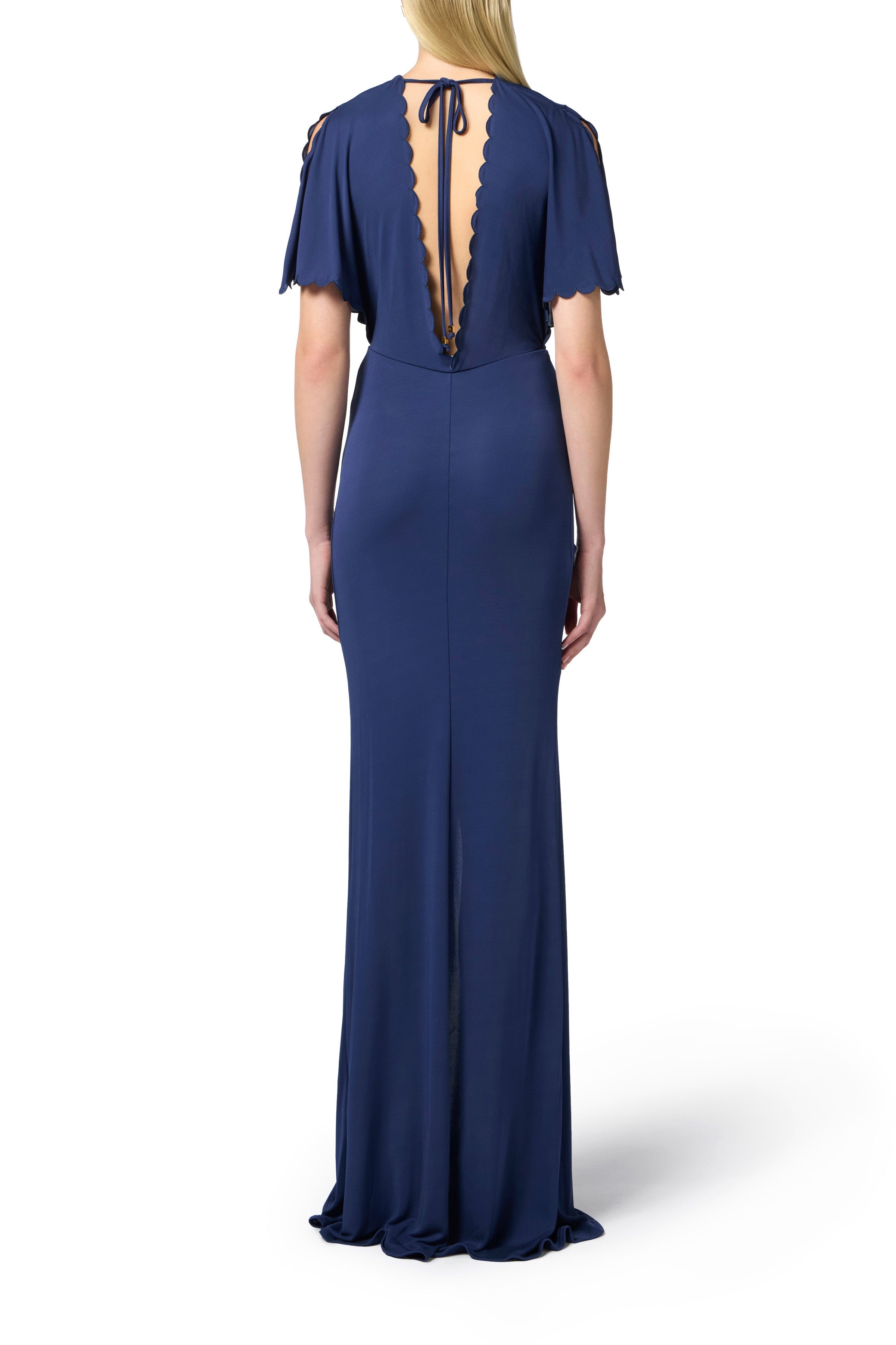 Red Carpet dress made of jersey fabric with embroidered scallop | LAST PIECE: 42