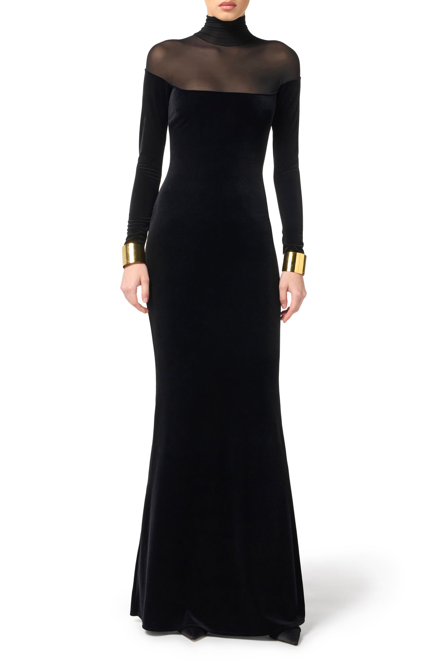 Red Carpet dress in velvet and jersey fabrics