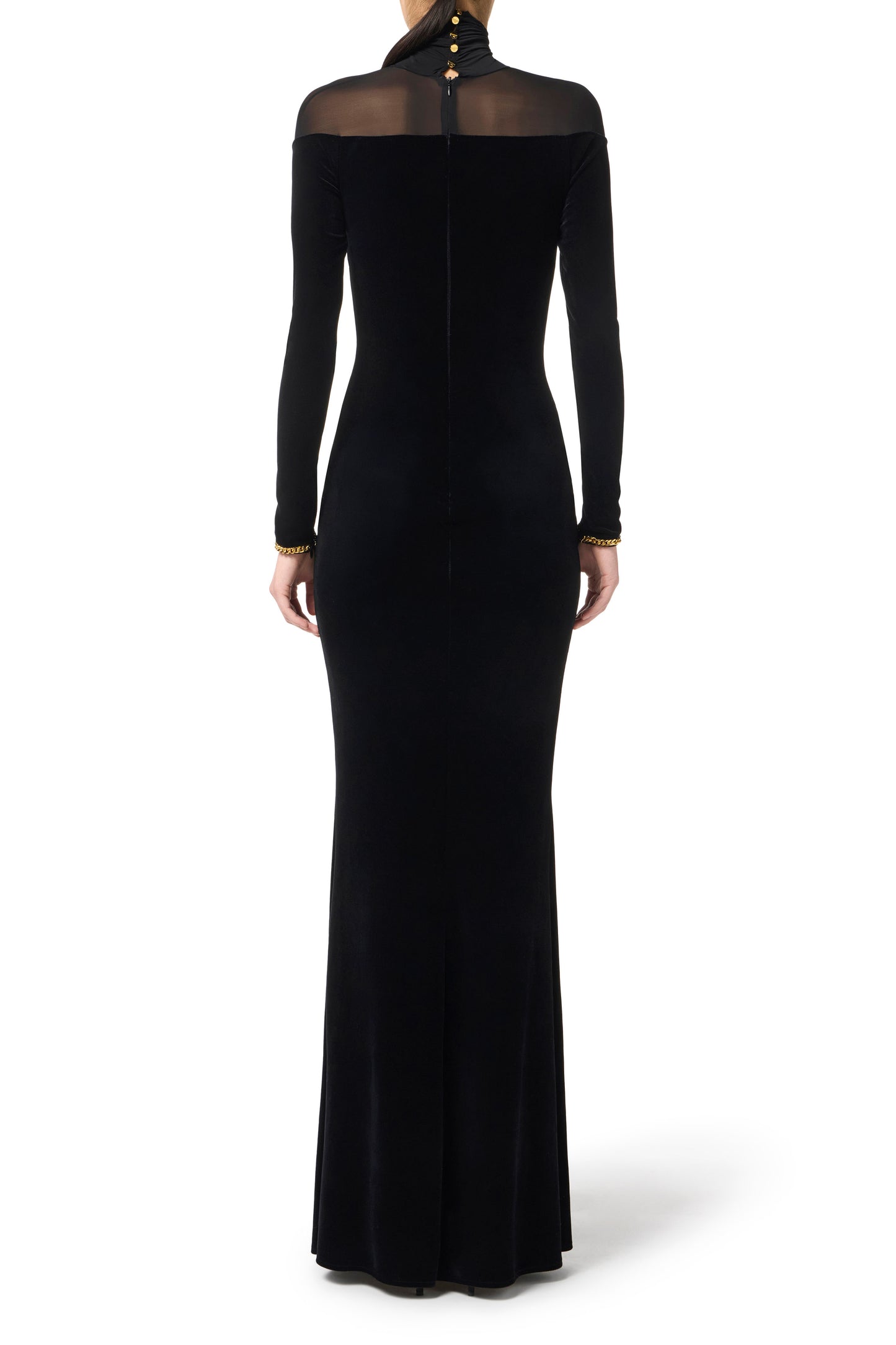 Red Carpet dress in velvet and jersey fabrics