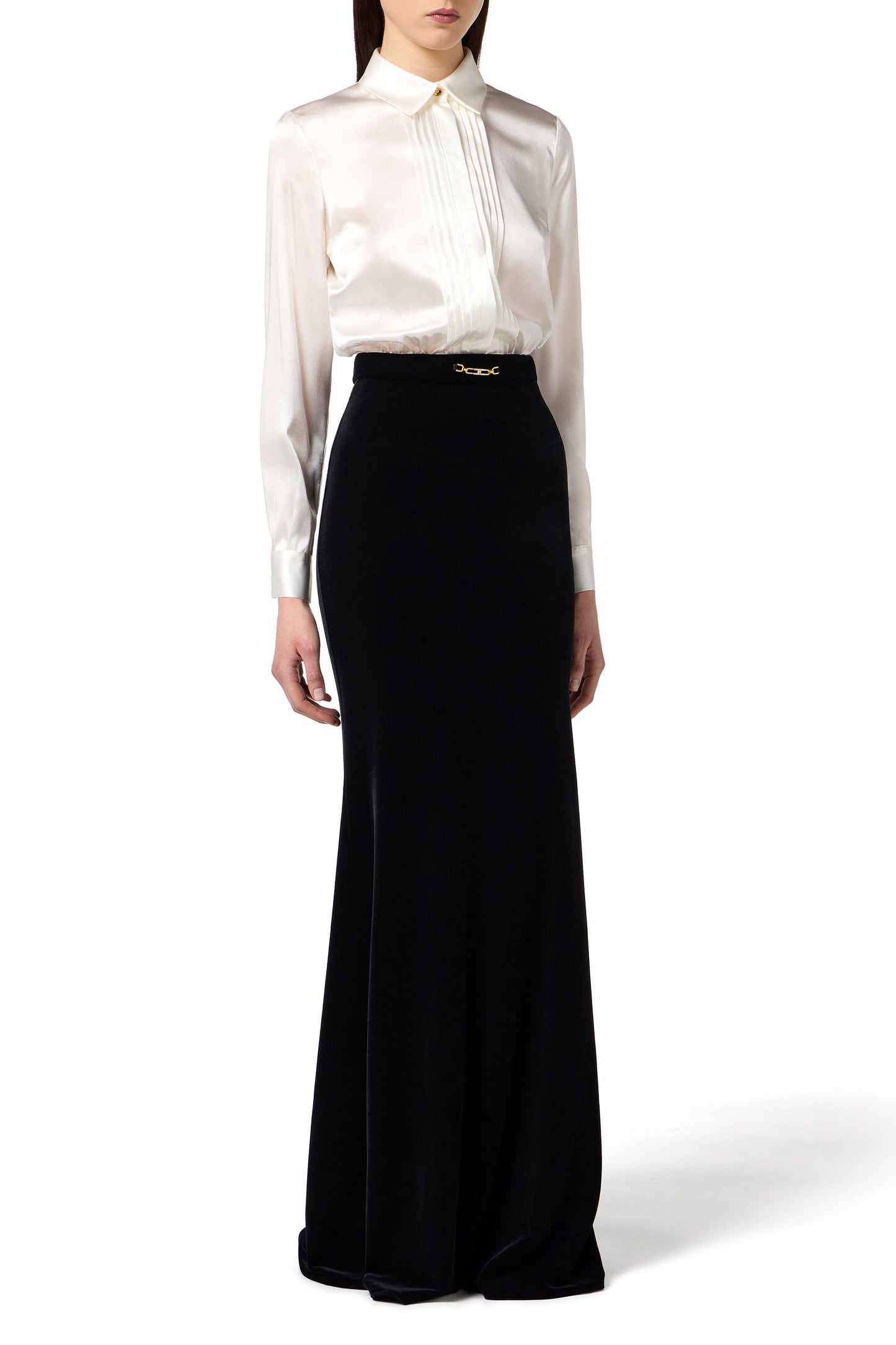 Red Carpet dress in satin and velvet fabric