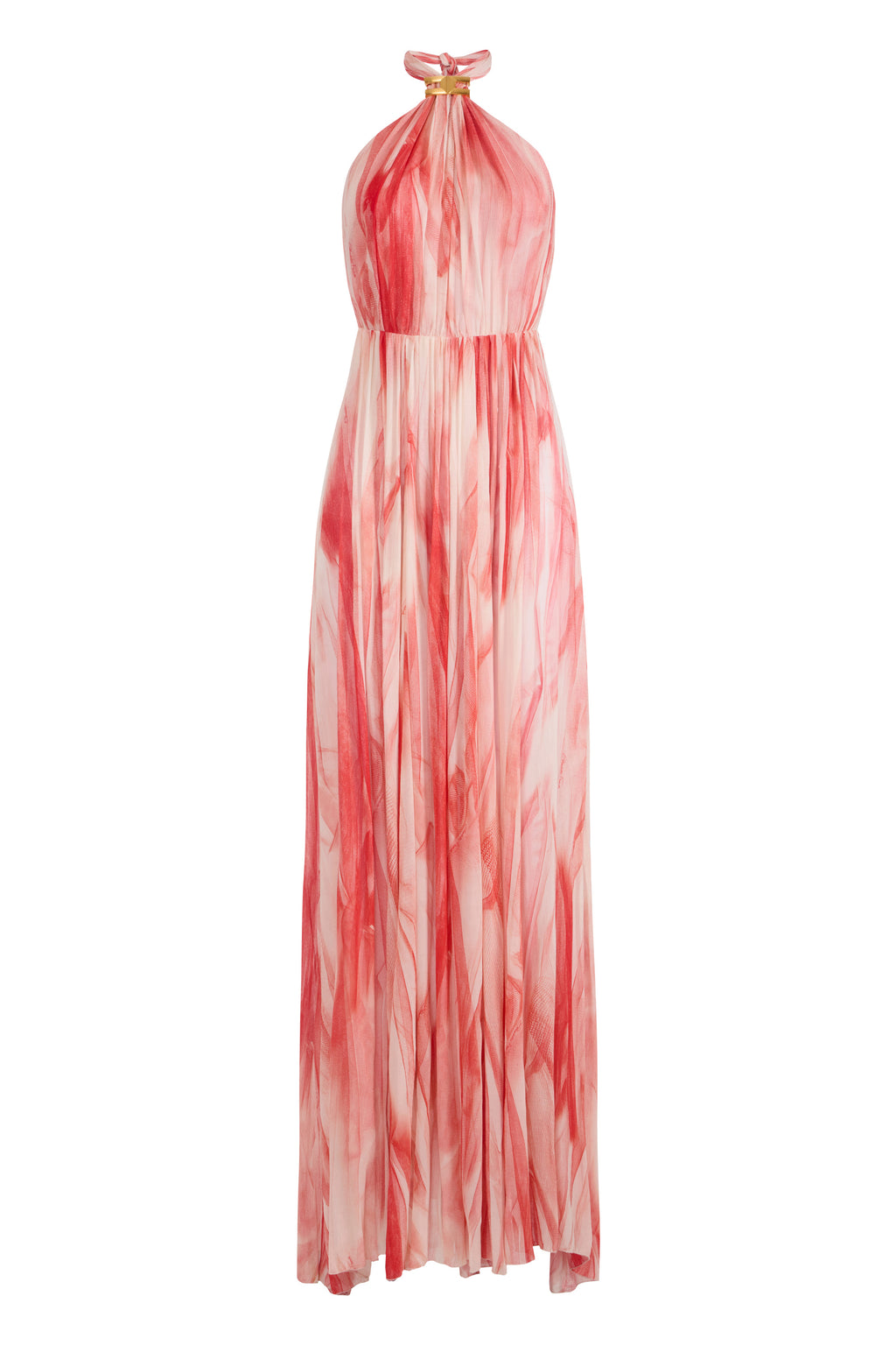 Red Carpet dress in viscose fabric with tulle print | LAST PIECE: 40/44