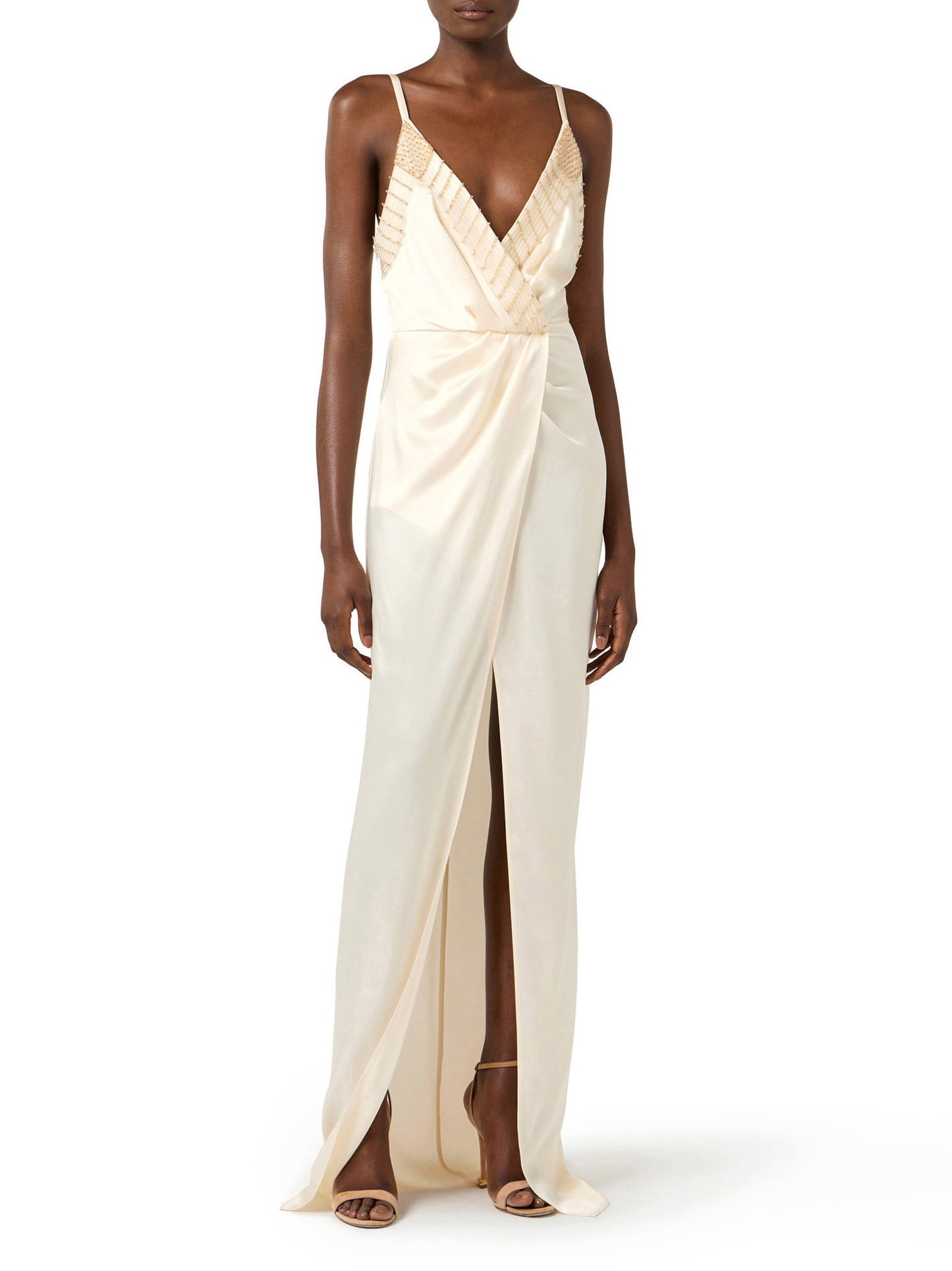 Red Carpet dress with embroidered crystals