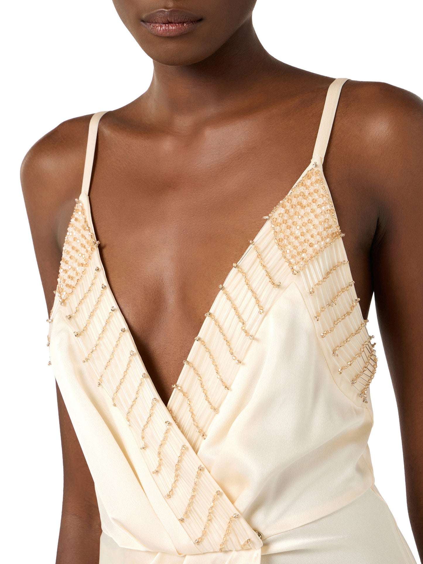 Red Carpet dress with embroidered crystals