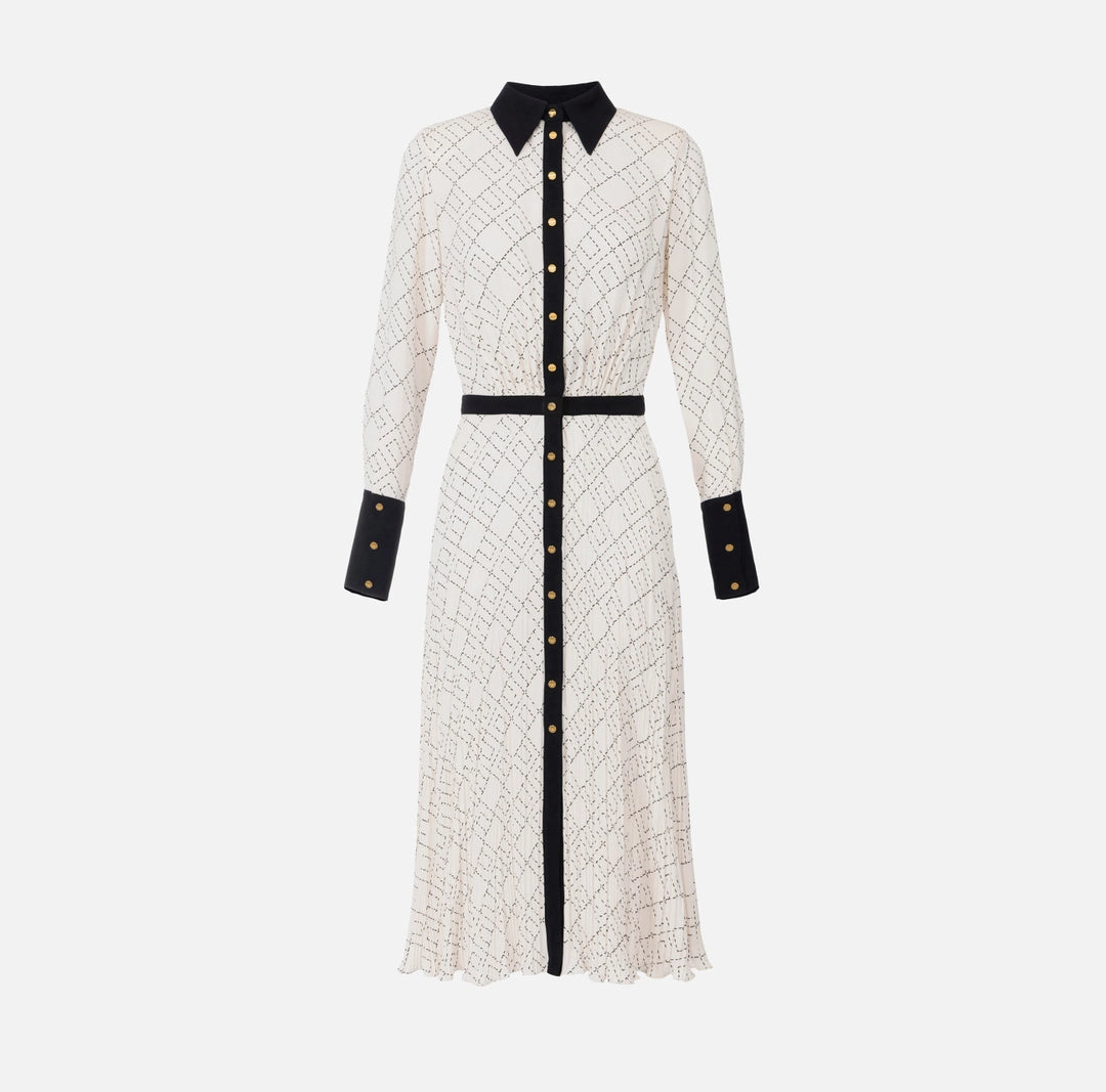 Two-colour dress in viscose georgette fabric