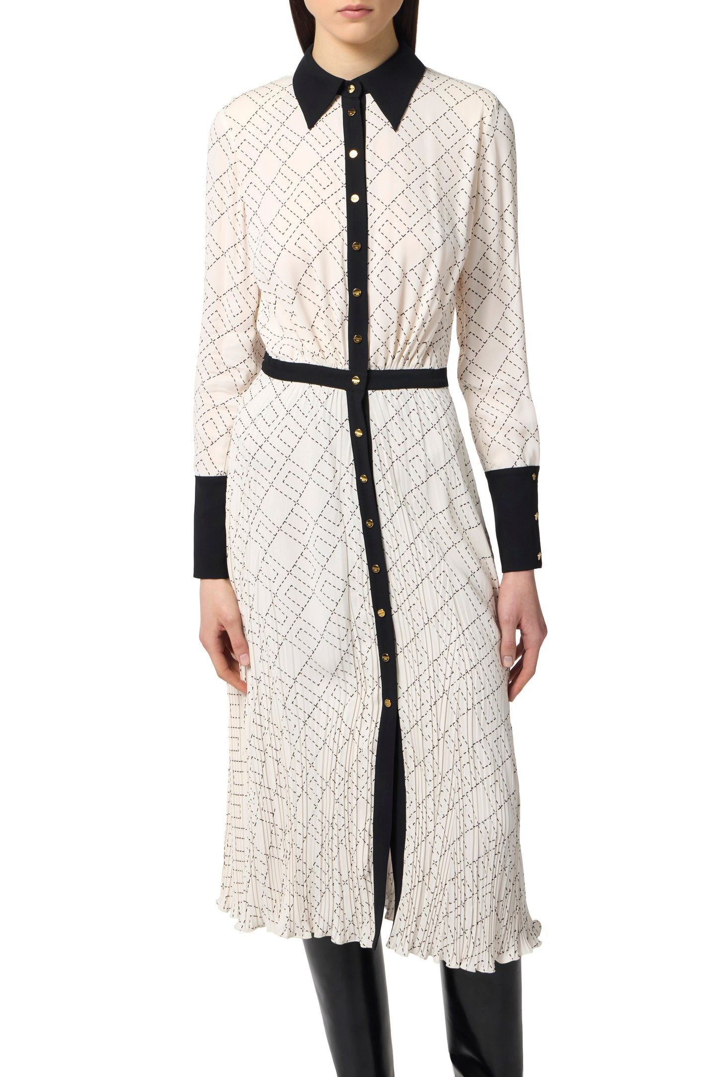 Two-colour dress in viscose georgette fabric